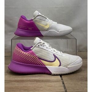 Nike Vapor Pro Tennis Shoes Women's Size 8.5 White Purple Yellow Zoom